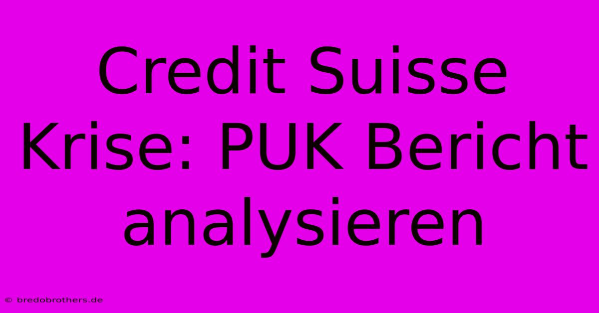 Credit Suisse Krise: PUK Bericht Analysieren