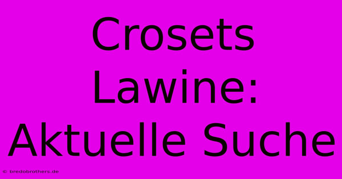 Crosets Lawine: Aktuelle Suche