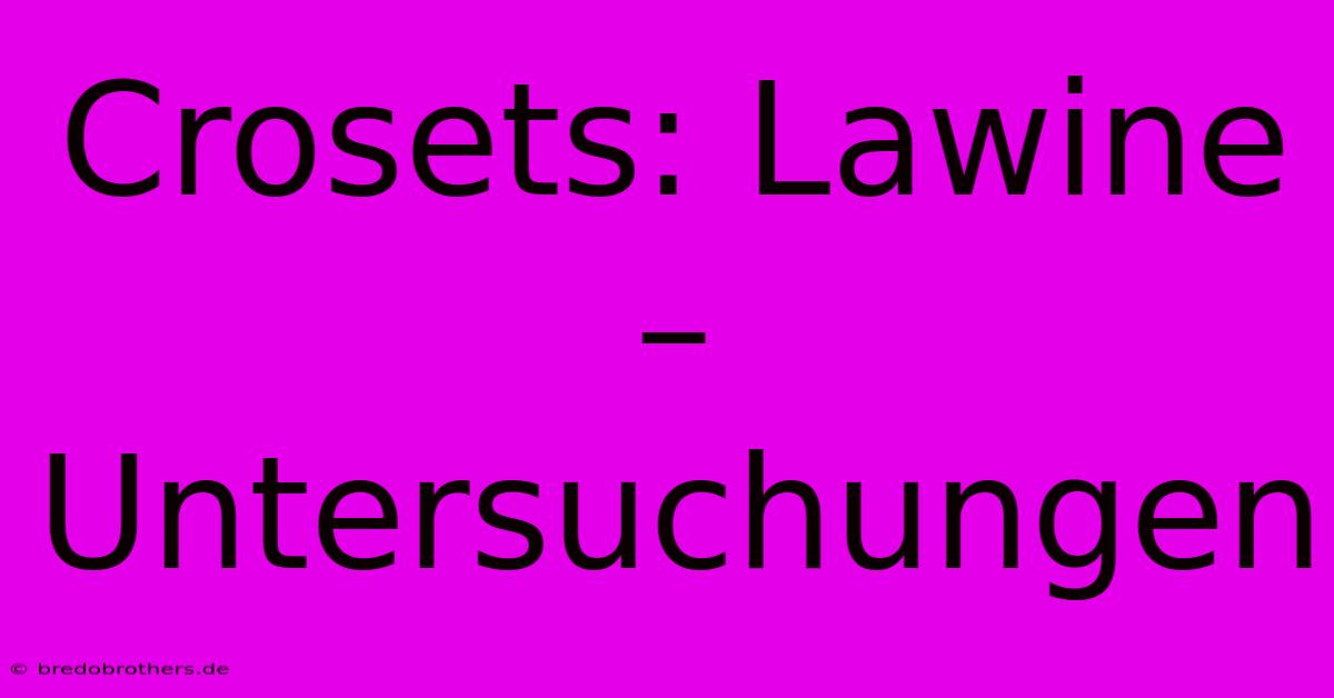 Crosets: Lawine  –  Untersuchungen