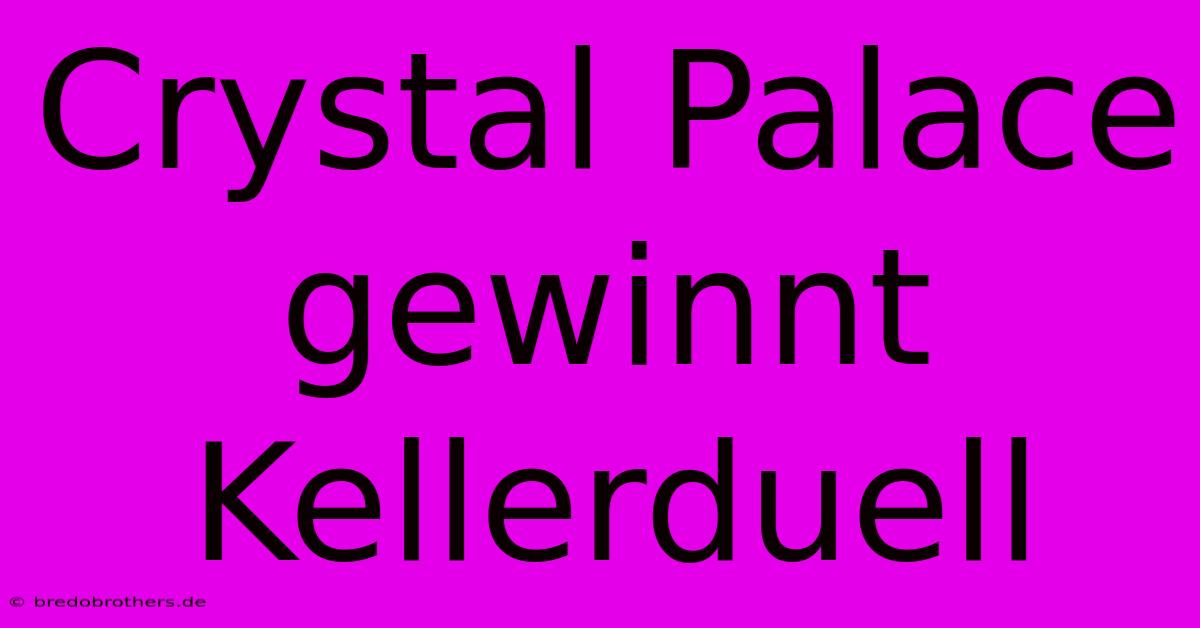 Crystal Palace Gewinnt Kellerduell