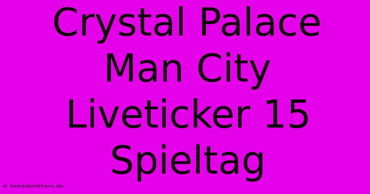 Crystal Palace Man City Liveticker 15 Spieltag