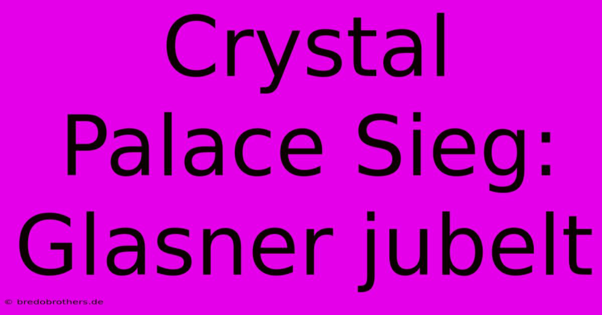 Crystal Palace Sieg: Glasner Jubelt