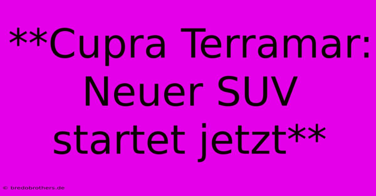 **Cupra Terramar: Neuer SUV Startet Jetzt**