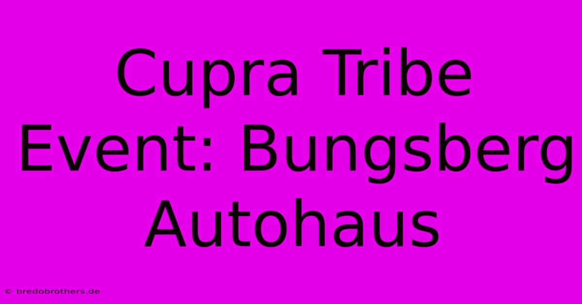 Cupra Tribe Event: Bungsberg Autohaus