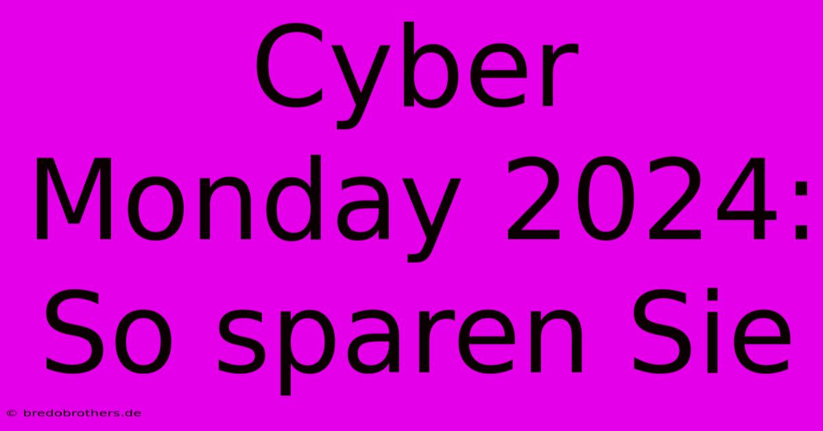 Cyber Monday 2024:  So Sparen Sie