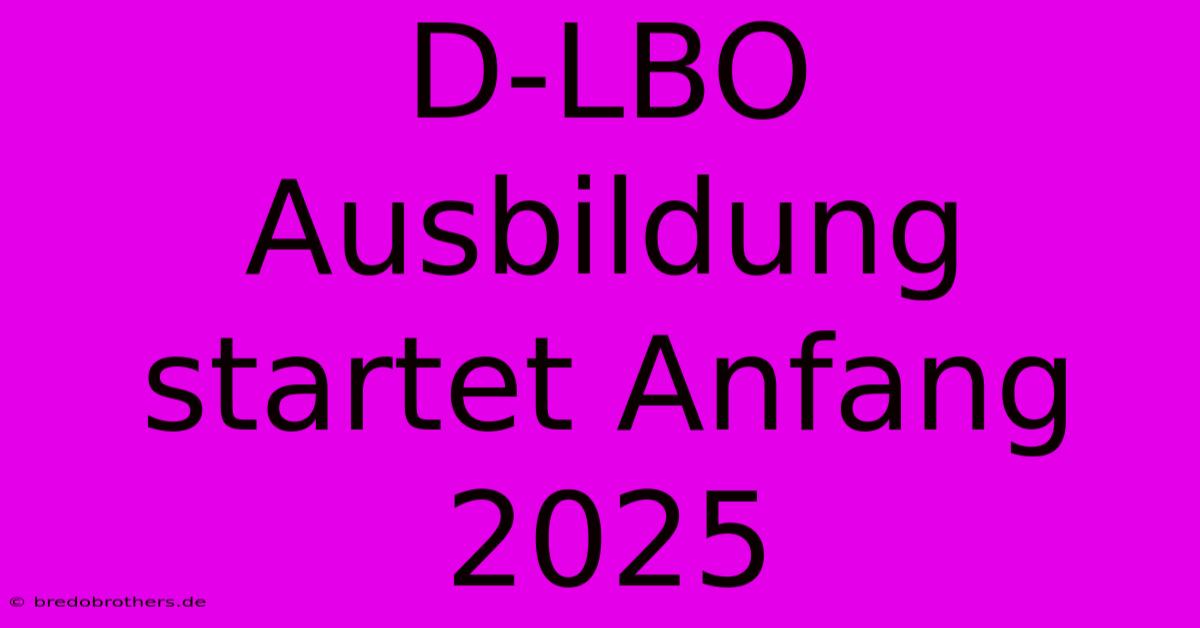 D-LBO Ausbildung Startet Anfang 2025