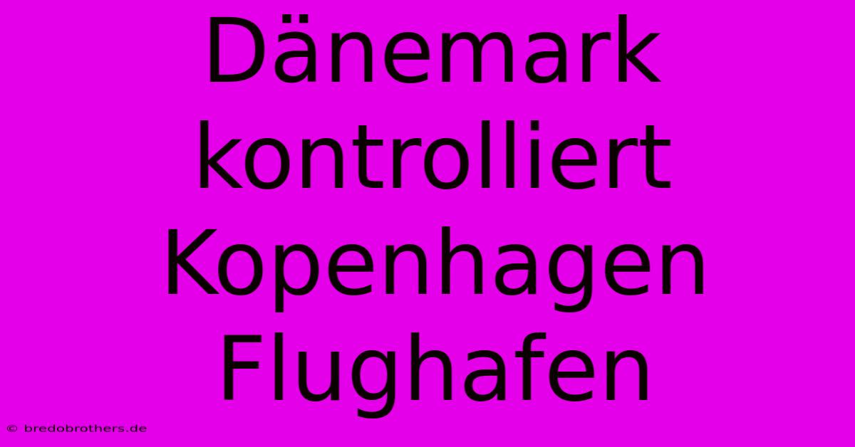 Dänemark Kontrolliert Kopenhagen Flughafen