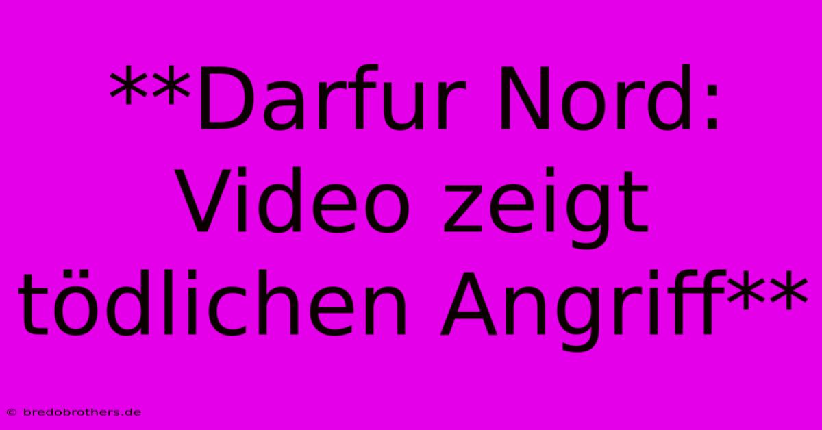 **Darfur Nord: Video Zeigt Tödlichen Angriff**