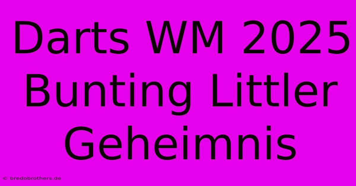 Darts WM 2025 Bunting Littler Geheimnis