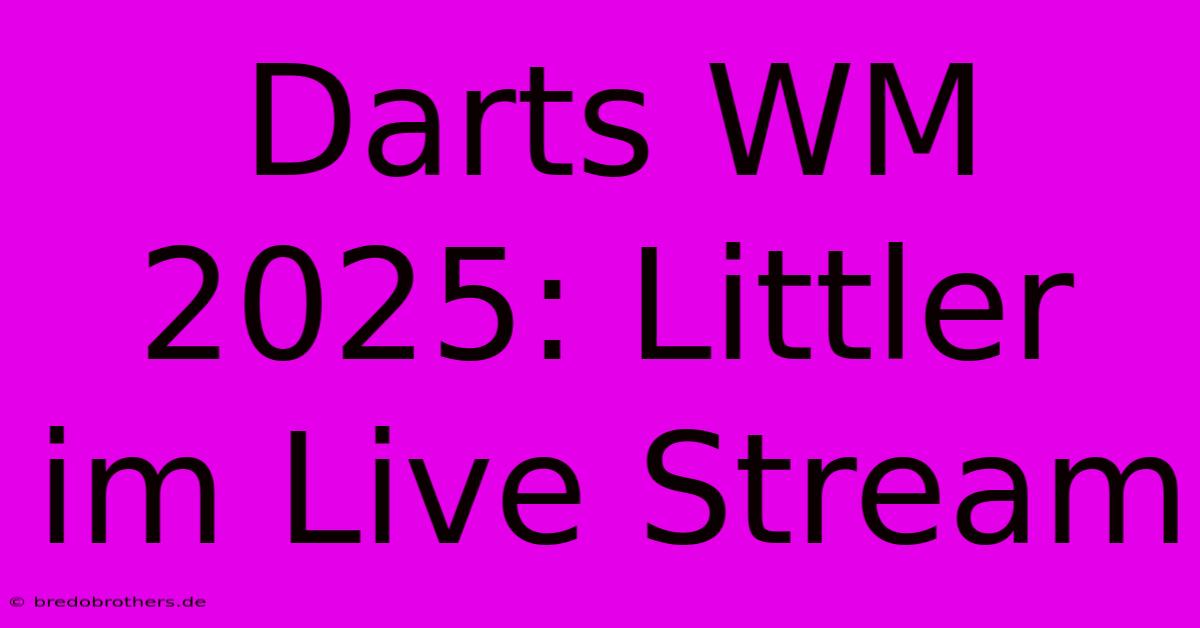 Darts WM 2025: Littler Im Live Stream