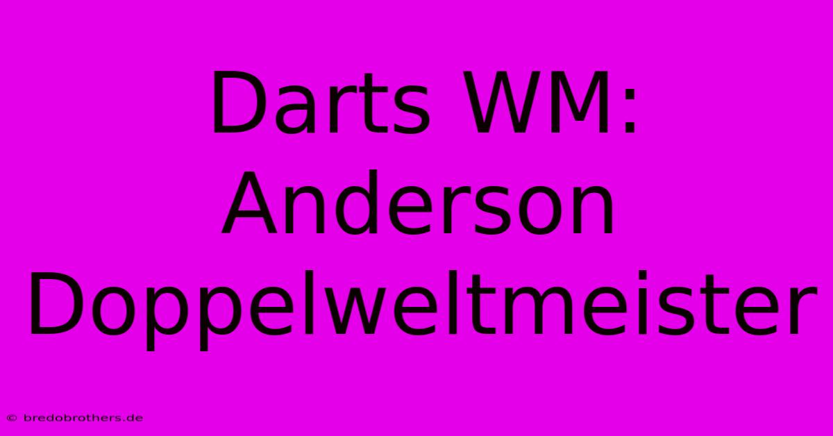 Darts WM: Anderson Doppelweltmeister