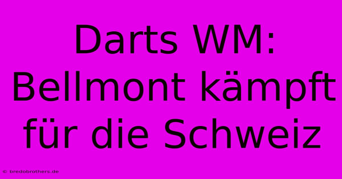 Darts WM: Bellmont Kämpft Für Die Schweiz