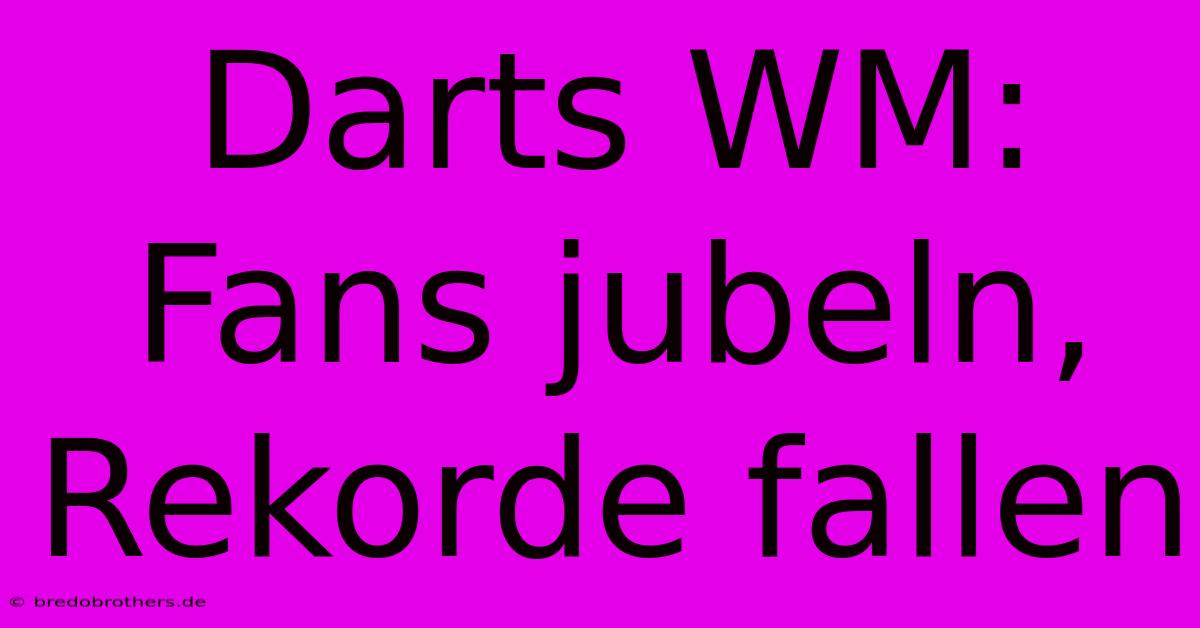 Darts WM: Fans Jubeln, Rekorde Fallen