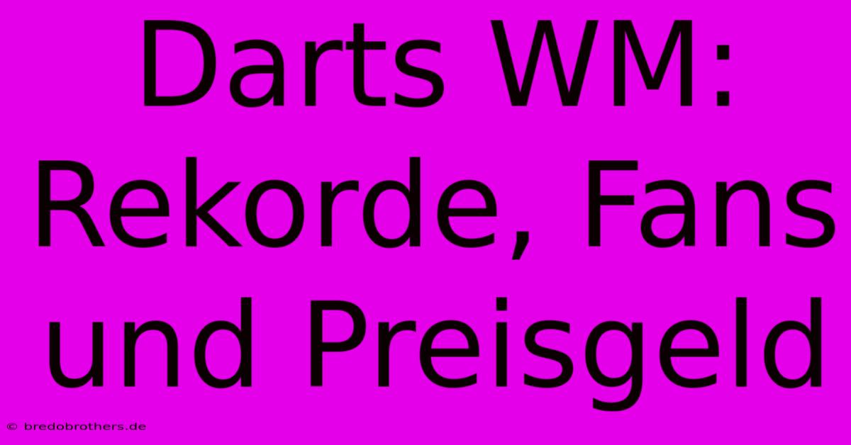 Darts WM: Rekorde, Fans Und Preisgeld