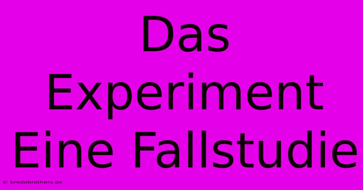 Das Experiment  Eine Fallstudie