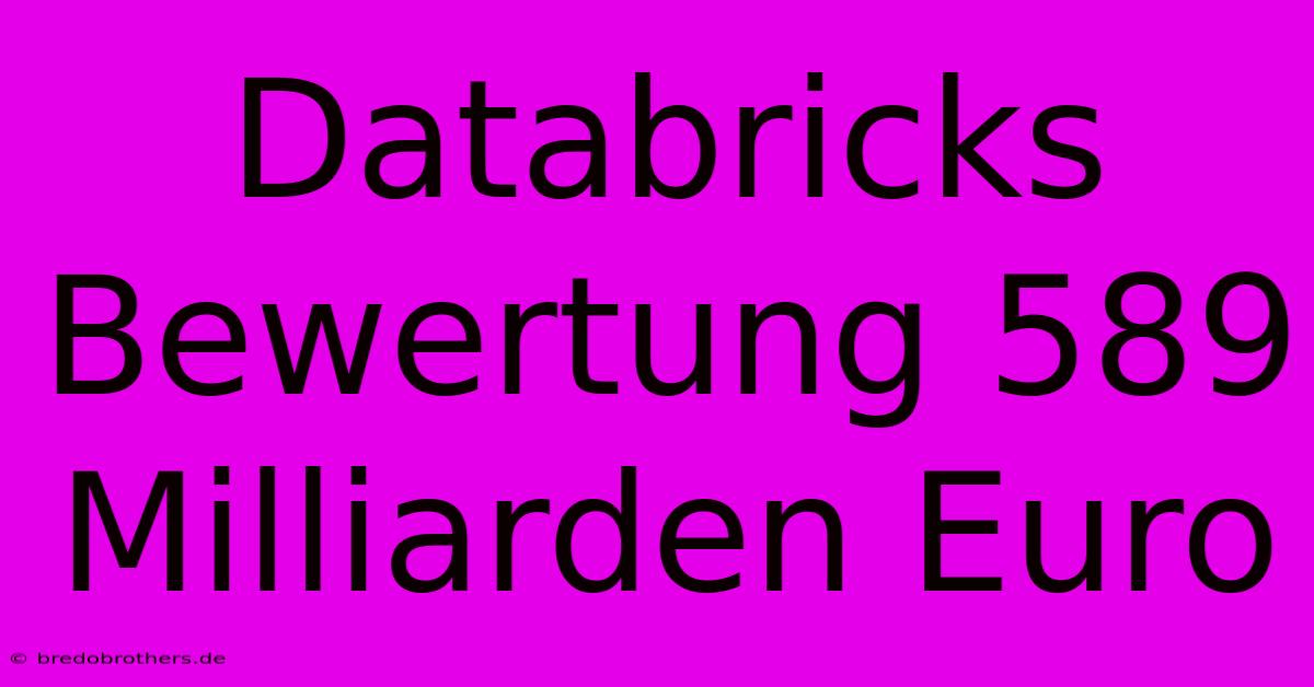 Databricks Bewertung 589 Milliarden Euro