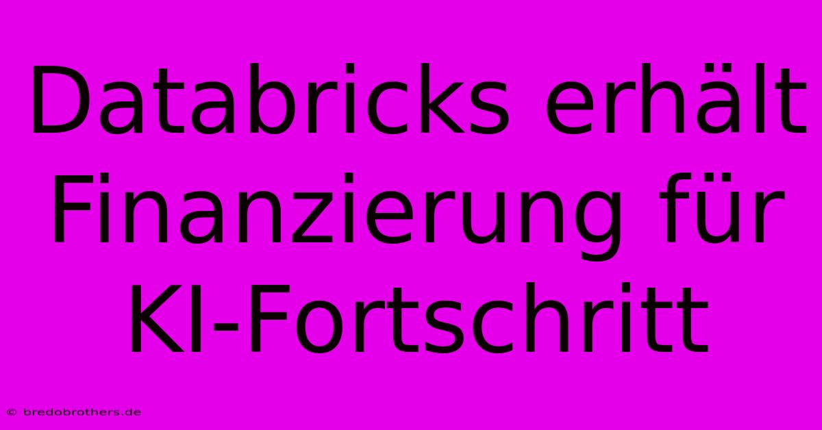 Databricks Erhält Finanzierung Für KI-Fortschritt