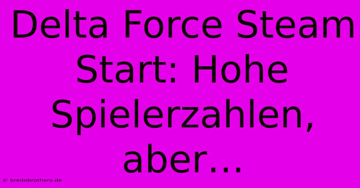 Delta Force Steam Start: Hohe Spielerzahlen, Aber…