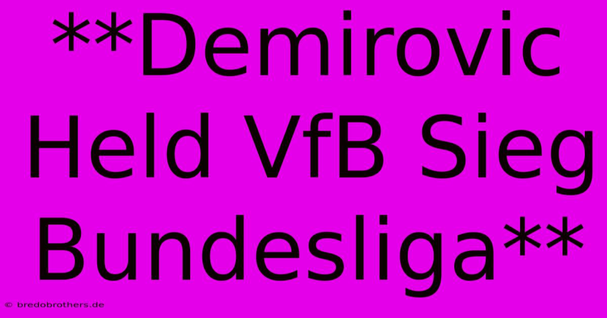 **Demirovic Held VfB Sieg Bundesliga**