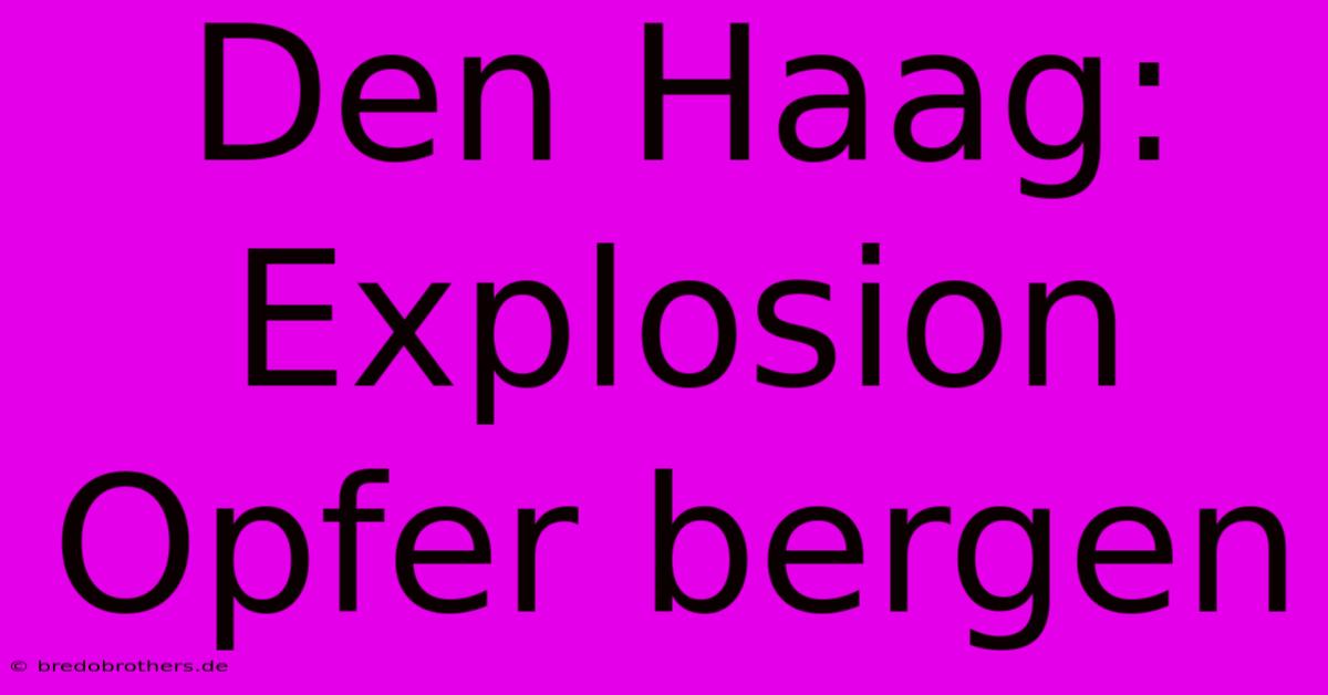 Den Haag: Explosion Opfer Bergen