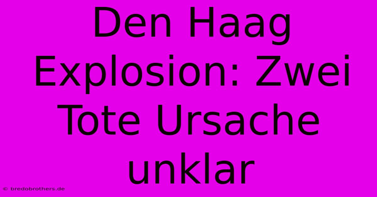 Den Haag Explosion: Zwei Tote Ursache Unklar
