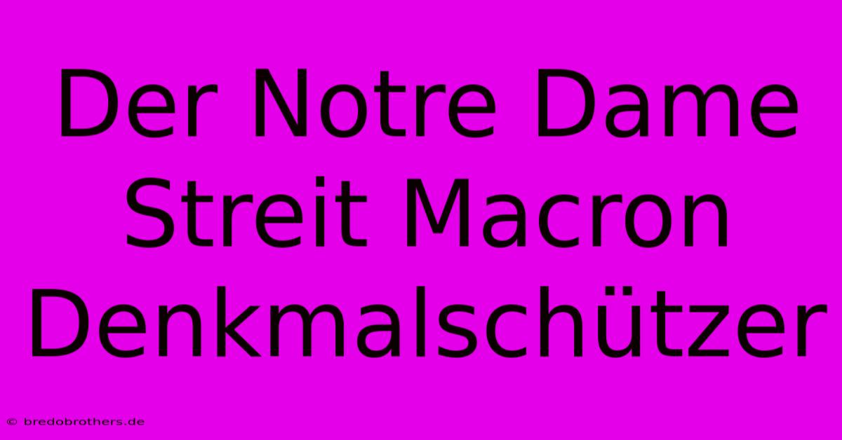 Der Notre Dame Streit Macron Denkmalschützer