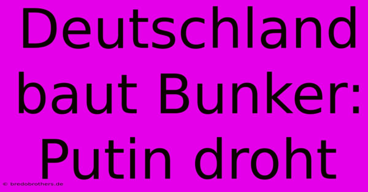 Deutschland Baut Bunker: Putin Droht