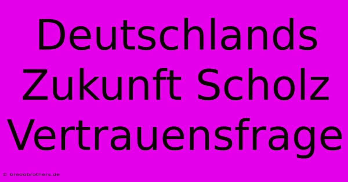 Deutschlands Zukunft Scholz Vertrauensfrage