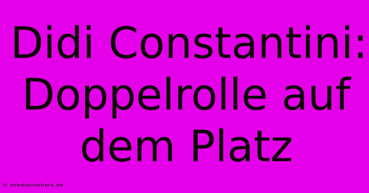 Didi Constantini: Doppelrolle Auf Dem Platz