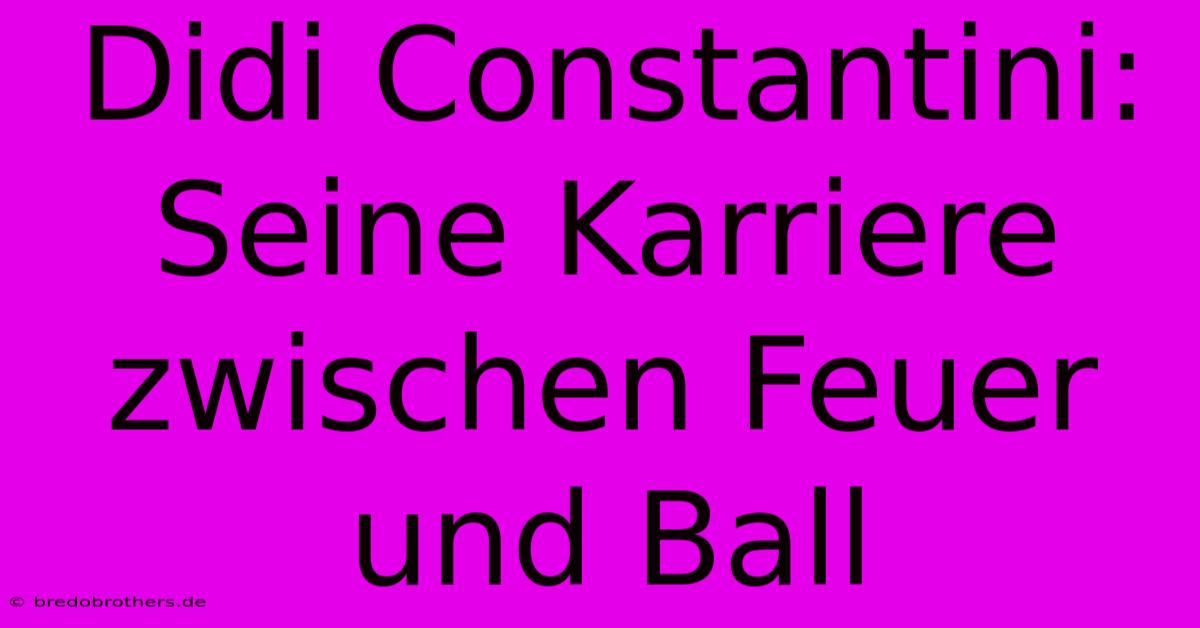 Didi Constantini: Seine Karriere Zwischen Feuer Und Ball