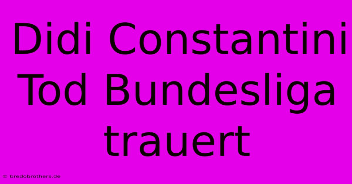 Didi Constantini Tod Bundesliga Trauert