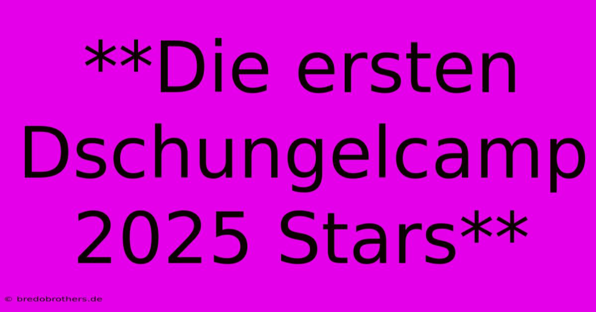 **Die Ersten Dschungelcamp 2025 Stars**