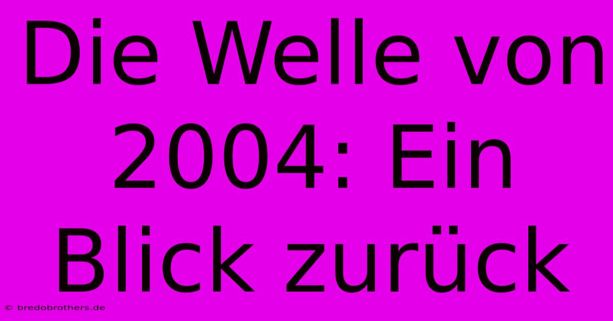 Die Welle Von 2004: Ein Blick Zurück