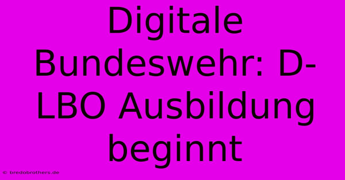 Digitale Bundeswehr: D-LBO Ausbildung Beginnt