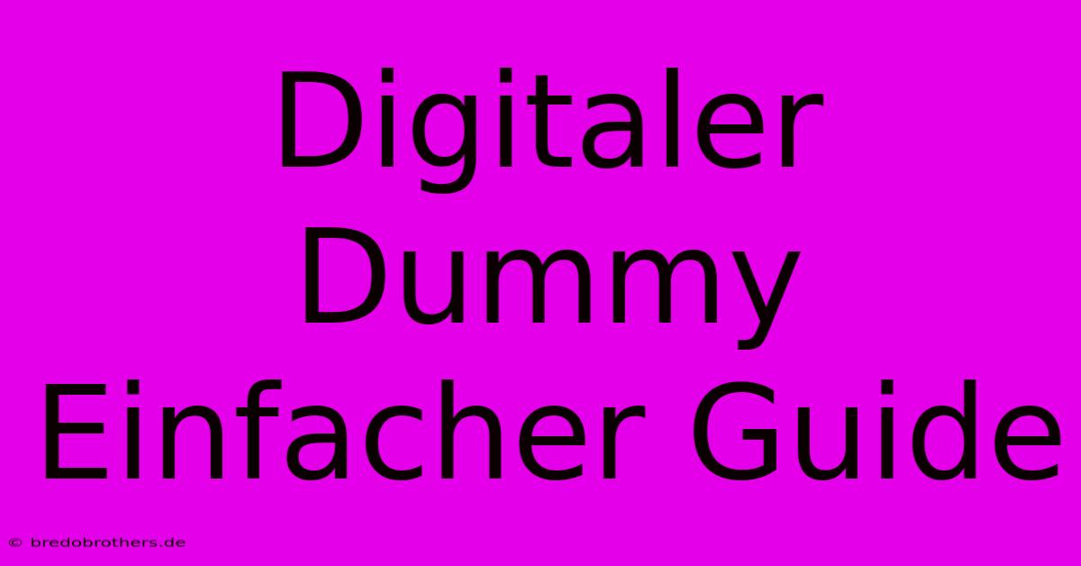 Digitaler Dummy Einfacher Guide