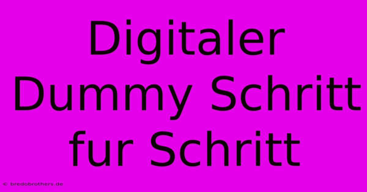 Digitaler Dummy Schritt Fur Schritt