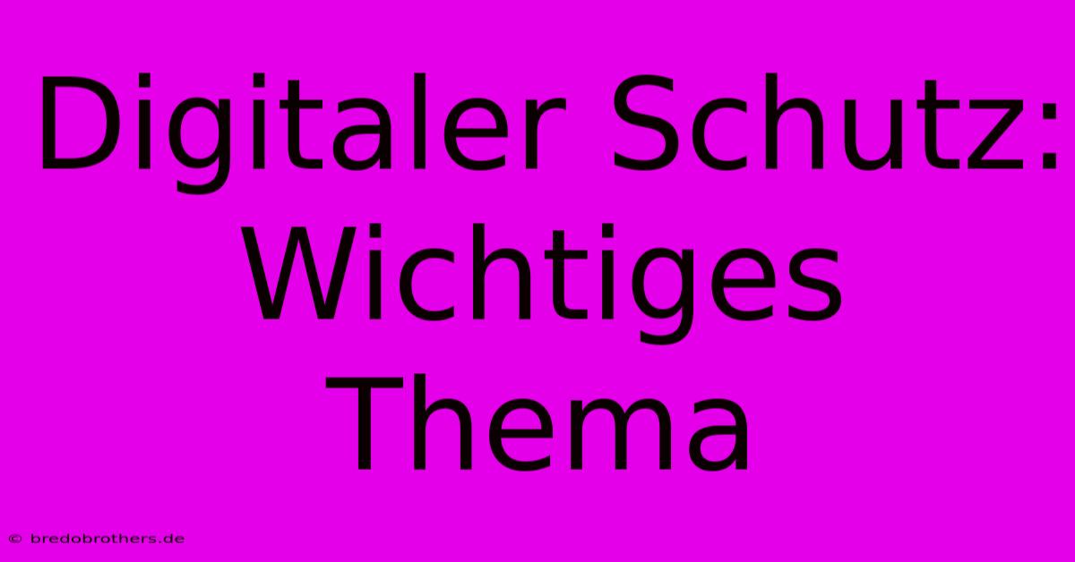 Digitaler Schutz:  Wichtiges Thema