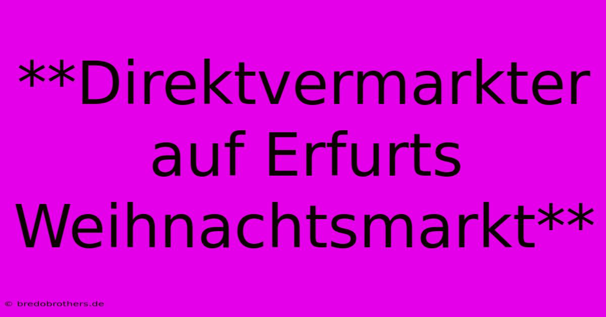 **Direktvermarkter Auf Erfurts Weihnachtsmarkt**