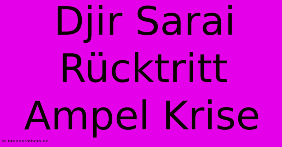 Djir Sarai Rücktritt Ampel Krise