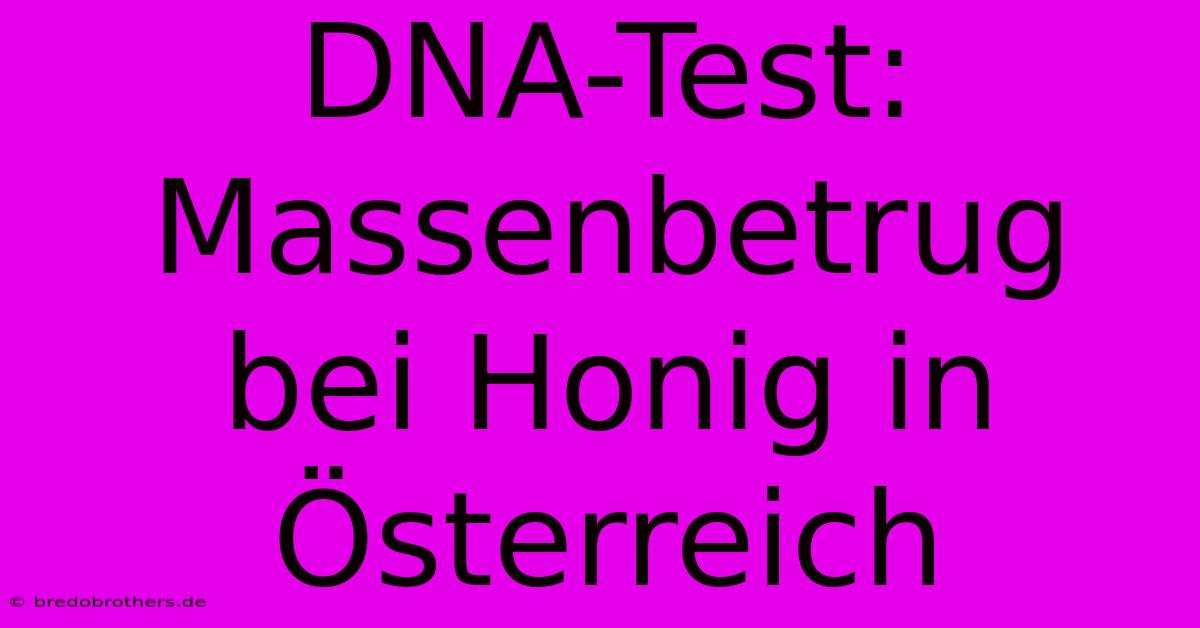 DNA-Test: Massenbetrug Bei Honig In Österreich