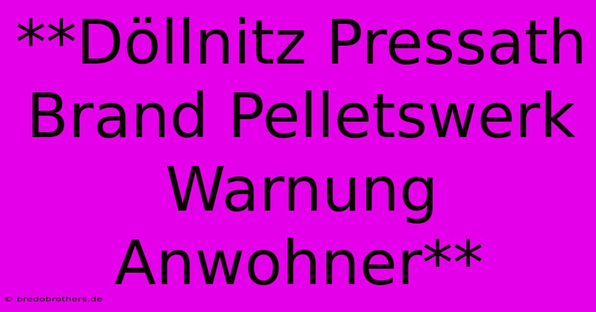 **Döllnitz Pressath Brand Pelletswerk Warnung Anwohner**