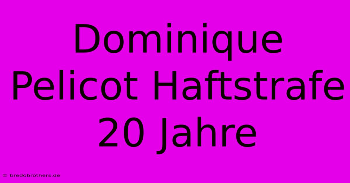 Dominique Pelicot Haftstrafe 20 Jahre