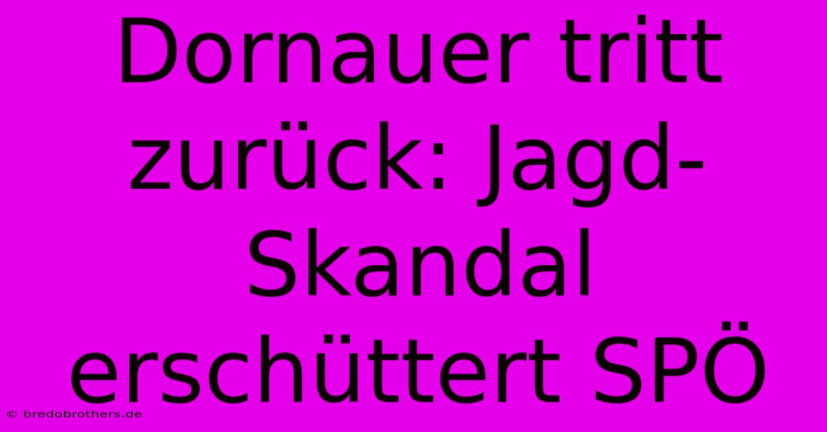 Dornauer Tritt Zurück: Jagd-Skandal Erschüttert SPÖ 