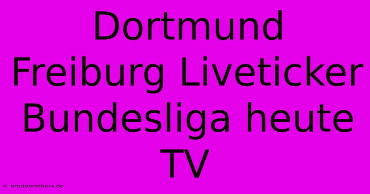 Dortmund Freiburg Liveticker Bundesliga Heute TV