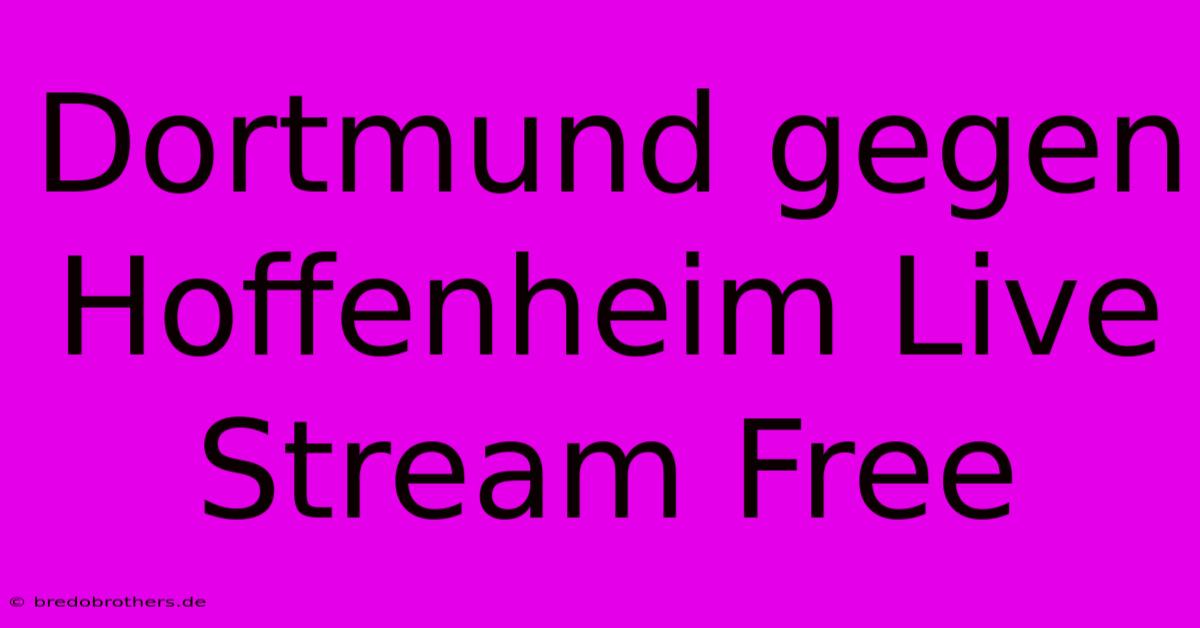 Dortmund Gegen Hoffenheim Live Stream Free