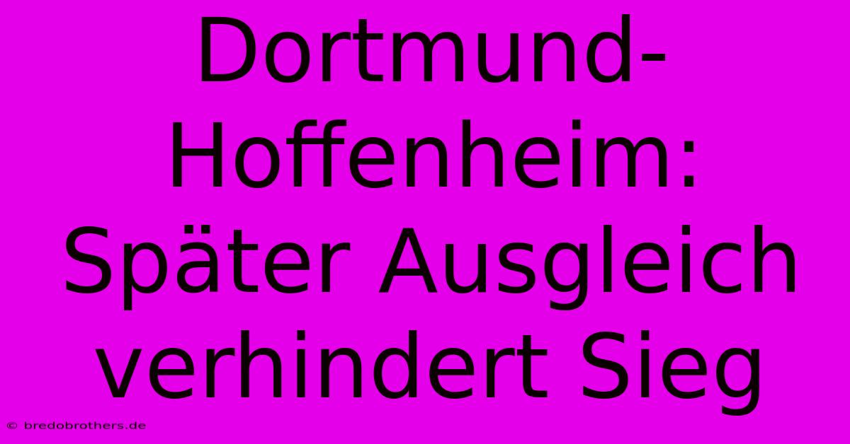 Dortmund-Hoffenheim: Später Ausgleich Verhindert Sieg