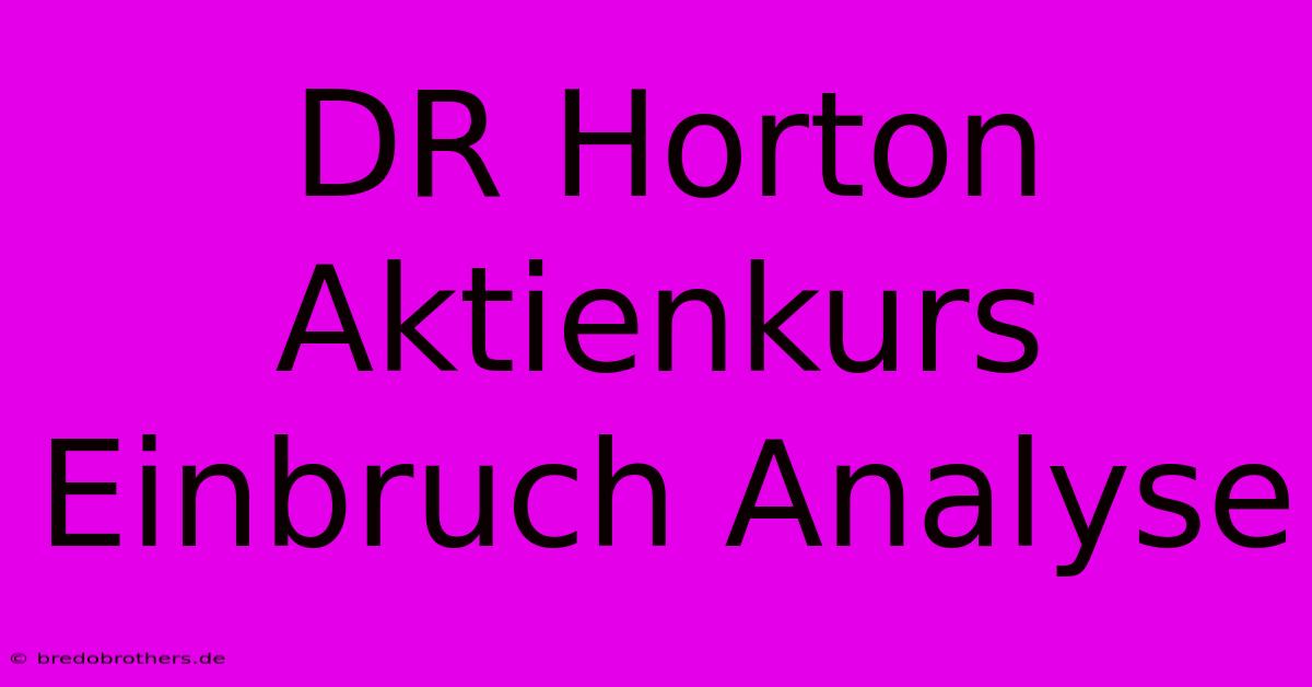 DR Horton Aktienkurs Einbruch Analyse