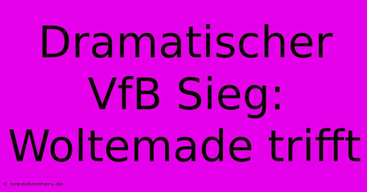 Dramatischer VfB Sieg: Woltemade Trifft