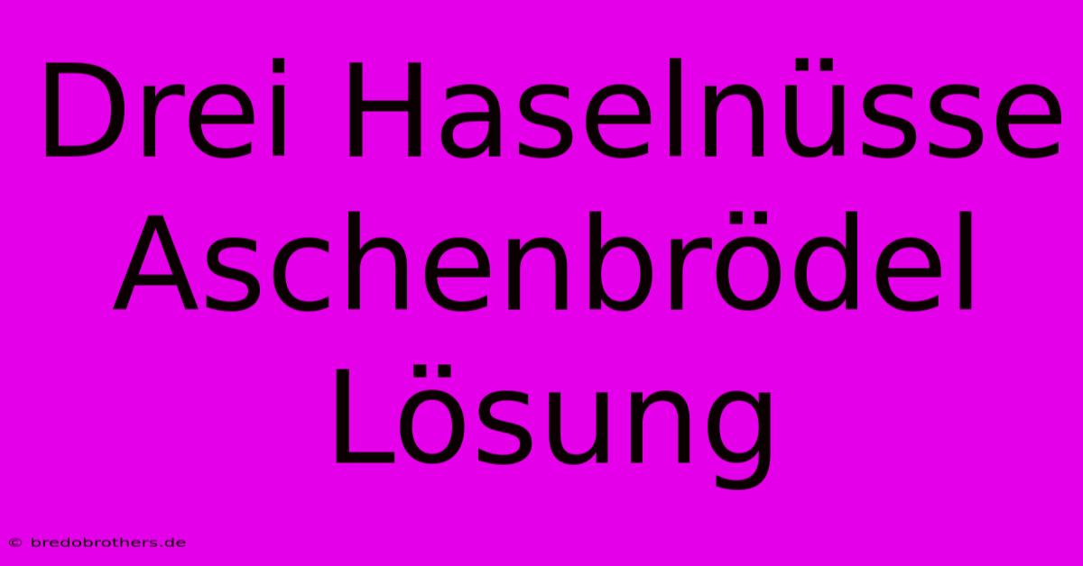 Drei Haselnüsse Aschenbrödel Lösung