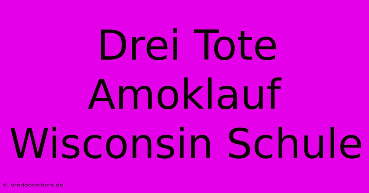 Drei Tote Amoklauf Wisconsin Schule